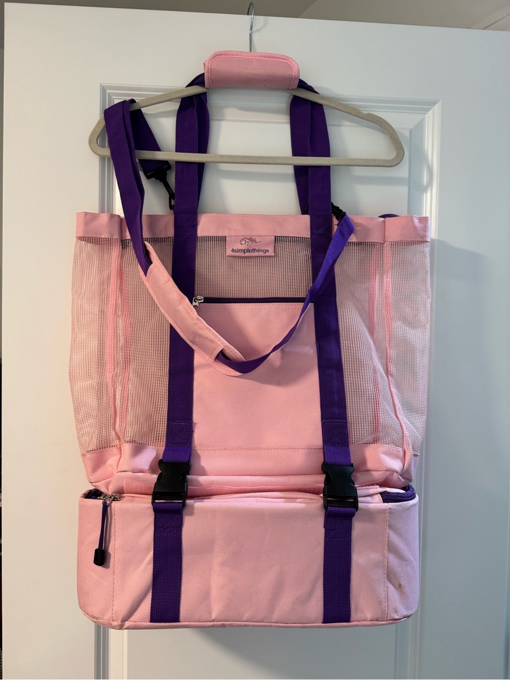 Pink and Purple Mesh Tote Cooler Bag